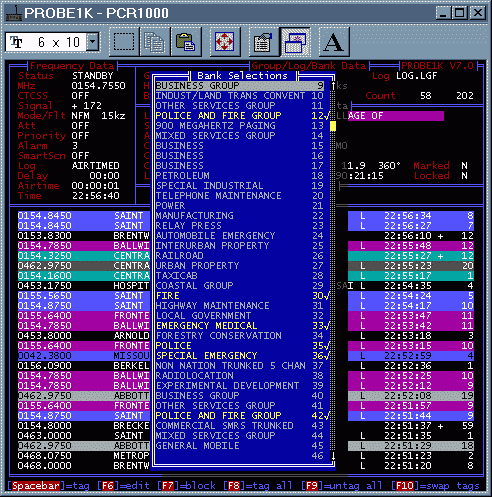 PROBE1K - Bank selections from scanning screen