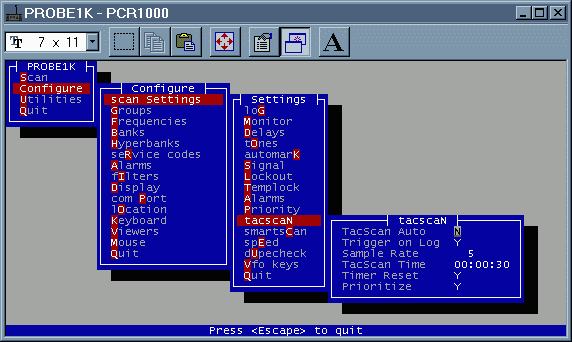 PROBE1K - TacScan settings